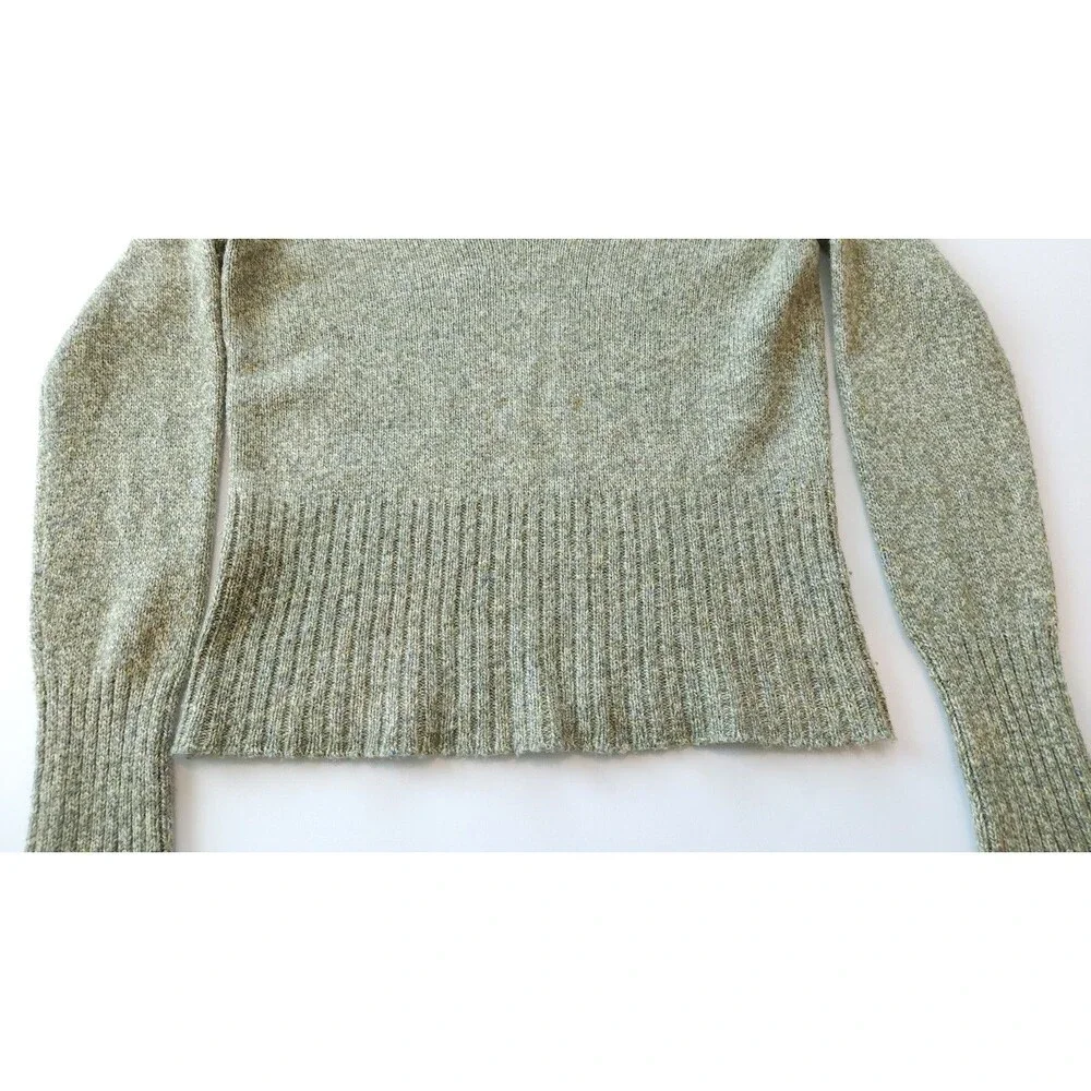 The Limited V-Neck Marled Knit Sweater Wool Cashmere Silk Sage Green Small Y2K